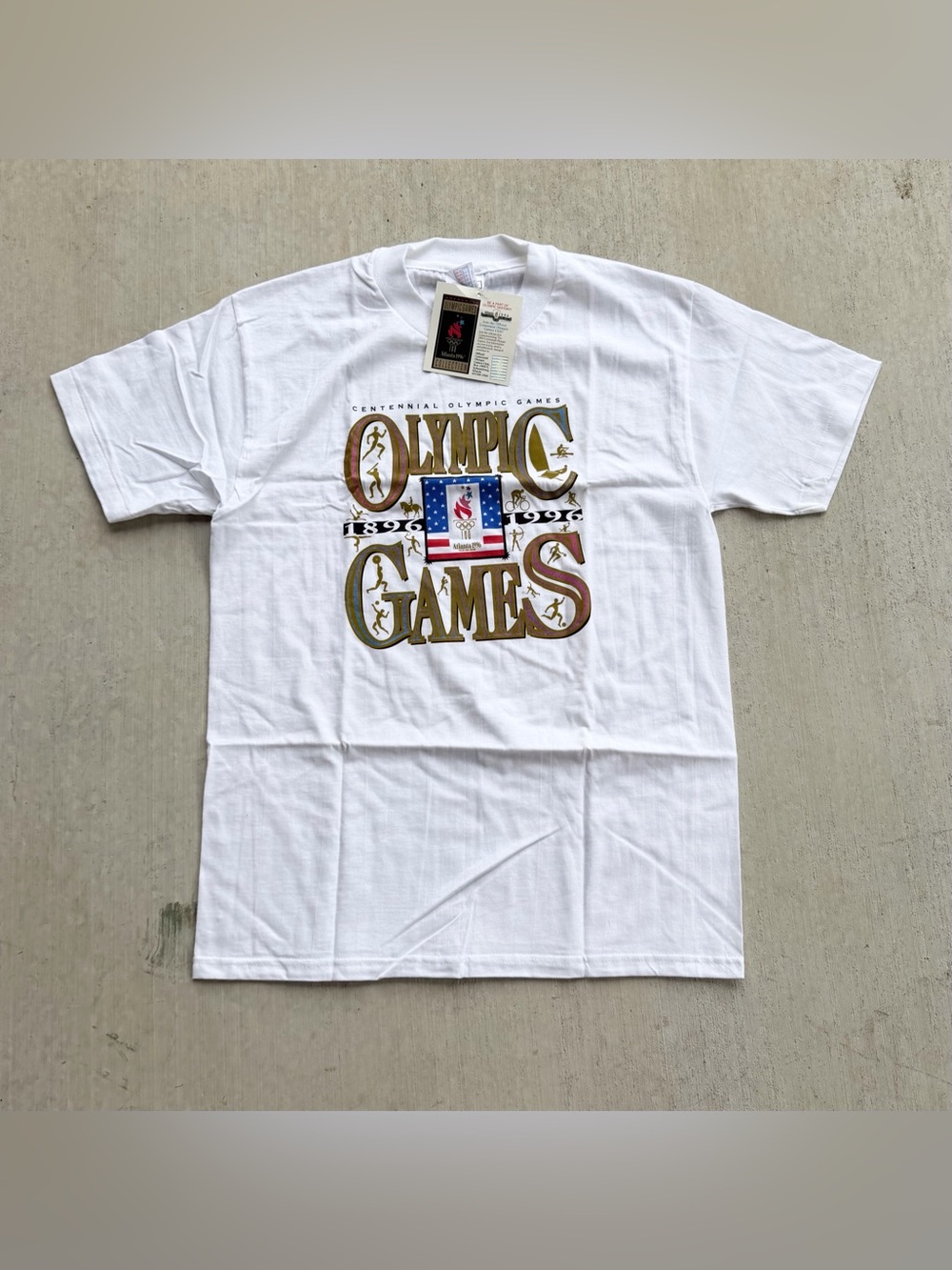 Vintage 1996 Olympic Games Atlanta T Shirt Deadstock Single Stitch Hanes